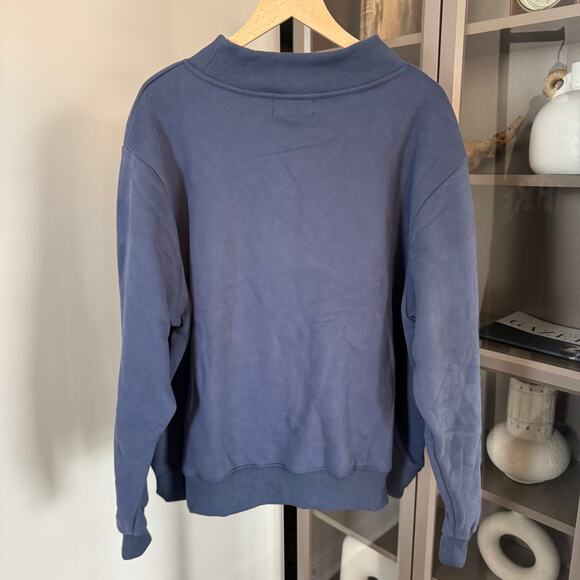 Parke Logo Mockneck Sweatshirt NEW Blue White Varsity Pullover Size Large XL - Picture 3 of 6